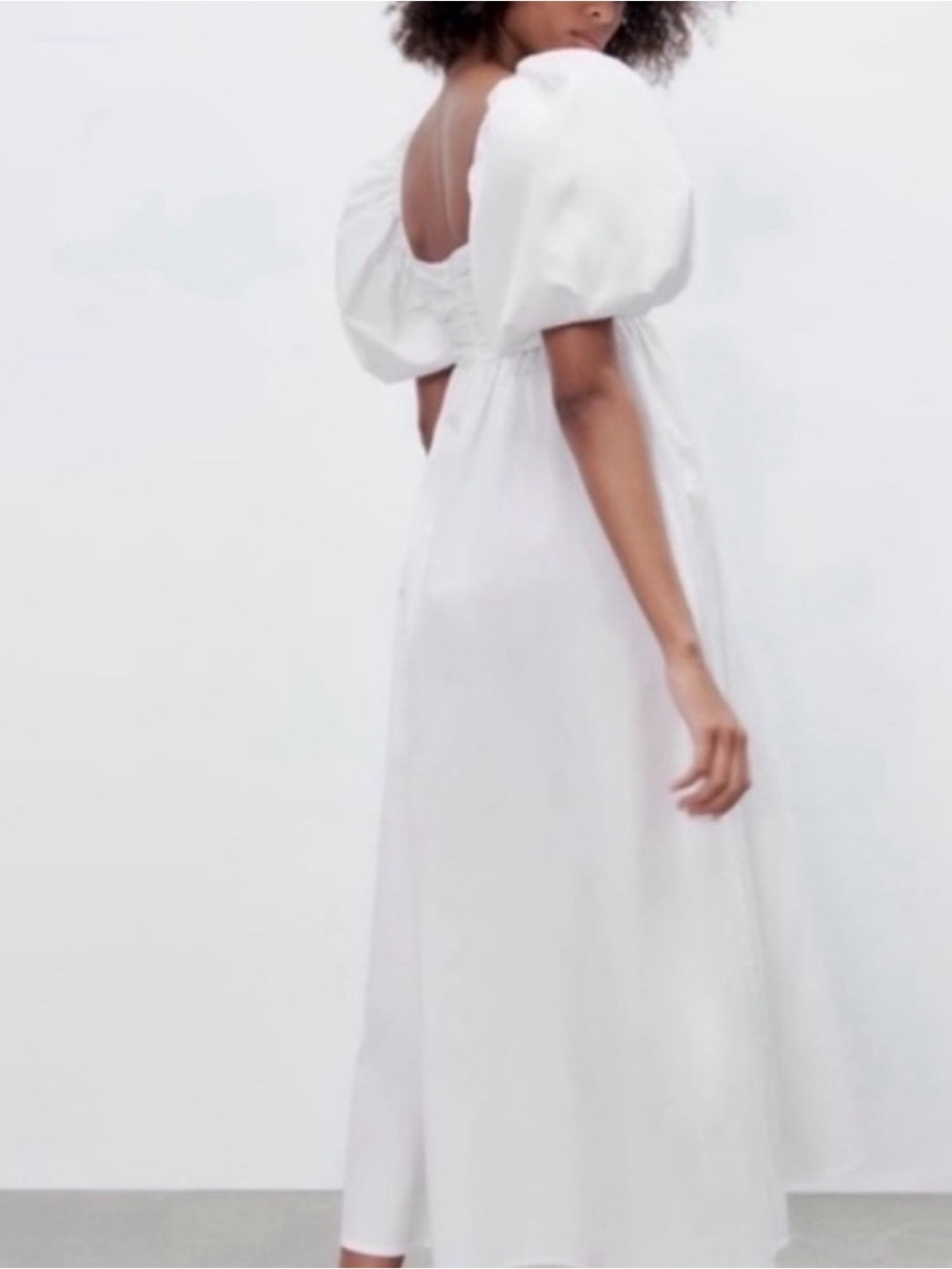 Zara White Maxi Dress with Statement Puff Sleeves